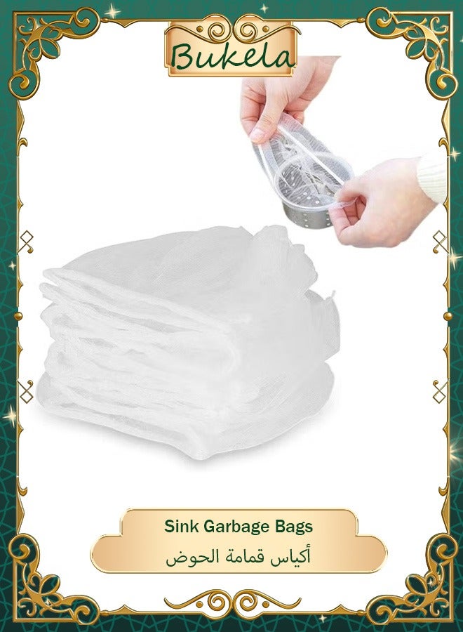 JZS Disposable Sink Garbage Bags, Flexible and Extendable Sink Strainer Bags for Kitchen Bathroom Sink Filter, White (200 Pcs) - Image 1